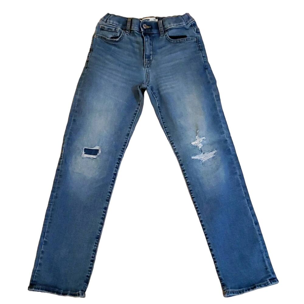 OLD NAVY Karate Slim Jeans Boys 12 Reinforced Knees Adjustable Waist Distressed